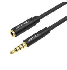 Кабель Подовжувач Vention Cotton Braided TRRS 3.5mm Male to 3.5mm Female Audio Extension Cable 0.5M Black Aluminum Alloy Type