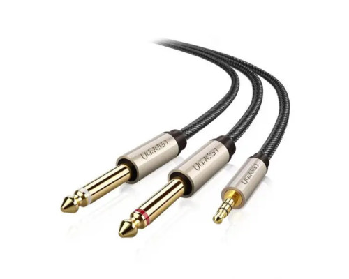 Аудіо кабель UGREEN AV126 3.5mm TRS to Dual 6.35mm TS Audio Cable 2m (Gray)(UGR-10615)