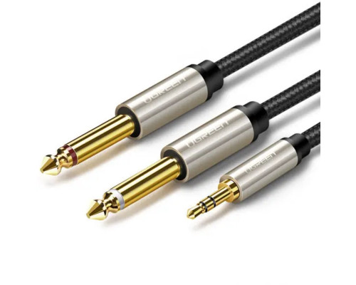 Аудіо кабель UGREEN AV126 3.5mm TRS to Dual 6.35mm TS Audio Cable 2m (Gray)(UGR-10615)