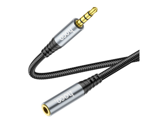 Аудiокабель HOCO UPA20 3.5 audio extension cable male to female (L=2M) Metal Gray (6931474762160)