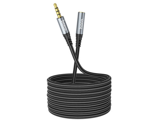 Аудiокабель HOCO UPA20 3.5 audio extension cable male to female (L=2M) Metal Gray (6931474762160)