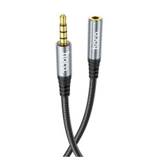 Аудiокабель HOCO UPA20 3.5 audio extension cable male to female (L=2M) Metal Gray (6931474762160)