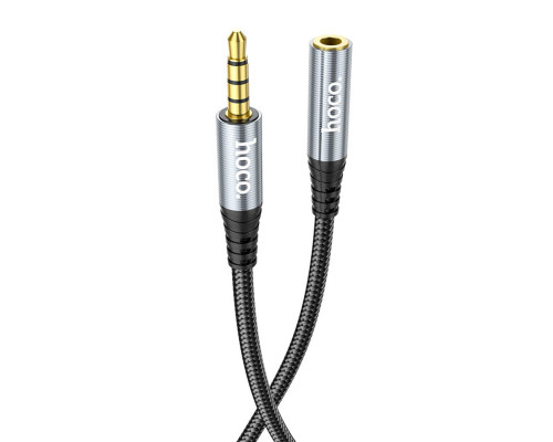 Аудiокабель HOCO UPA20 3.5 audio extension cable male to female (L=2M) Metal Gray (6931474762160)