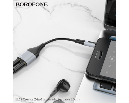 Перехідник BOROFONE BL19 Creator 2-in-1 audio adapter cable 3.5mm Black (6941991108341)