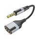 Перехідник BOROFONE BL19 Creator 2-in-1 audio adapter cable 3.5mm Black (6941991108341)