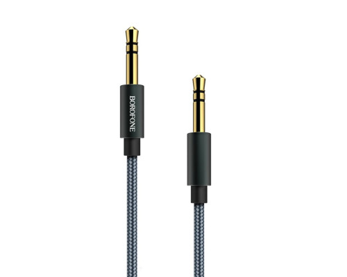 Аудiо-кабель BOROFONE BL3 Audiolink audio AUX cable, 1m Metel Grey