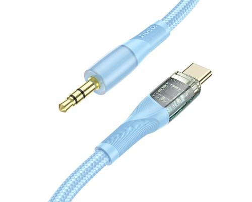 Аудiокабель HOCO UPA25 Transparent Discovery Edition Digital audio conversion cable Type-C Blue