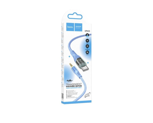 Аудiокабель HOCO UPA25 Transparent Discovery Edition Digital audio conversion cable Type-C Blue