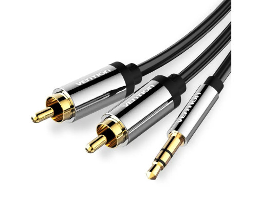 Кабель Vention 3.5mm Male to 2RCA Male Audio Cable 1M Black Metal Type (BCFBF)