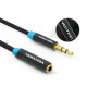 Аудіокабель Vention Cotton Braided 3.5mm Audio Extension Cable 5M Black Metal Type (VAB-B06-B500-M) (VAB-B06-B500-M)