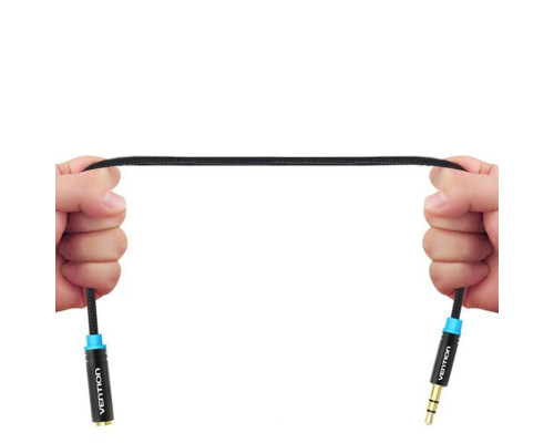 Аудіокабель Vention Cotton Braided 3.5mm Audio Extension Cable 5M Black Metal Type (VAB-B06-B500-M) (VAB-B06-B500-M)