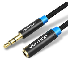 Аудіокабель Vention Cotton Braided 3.5mm Audio Extension Cable 5M Black Metal Type (VAB-B06-B500-M) (VAB-B06-B500-M)