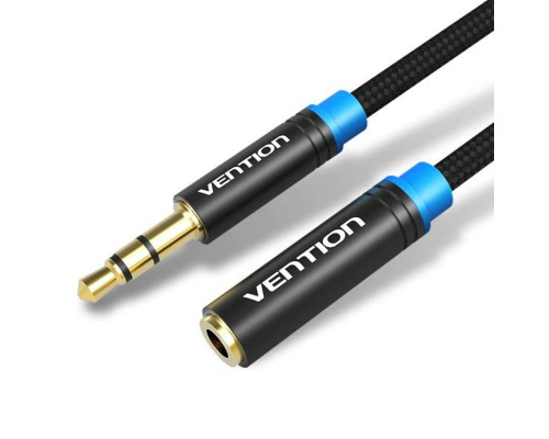 Аудіокабель Vention Cotton Braided 3.5mm Audio Extension Cable 5M Black Metal Type (VAB-B06-B500-M) (VAB-B06-B500-M)