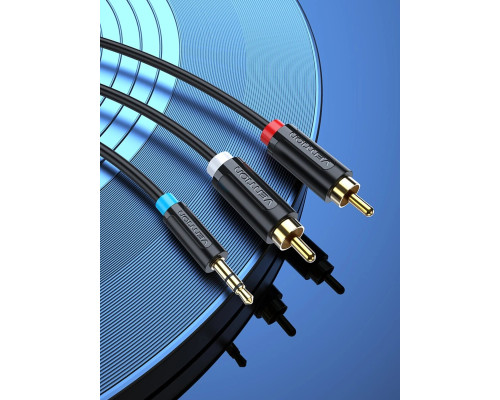 Кабель Vention 3.5MM Male to 2-Male RCA Adapter Cable 1M Black (BCLBF)