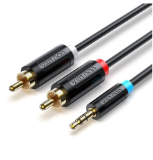 Кабель Vention 3.5MM Male to 2-Male RCA Adapter Cable 1M Black (BCLBF)