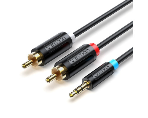 Кабель Vention 3.5MM Male to 2-Male RCA Adapter Cable 1M Black (BCLBF)