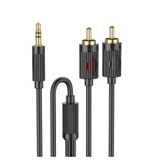 Аудiокабель HOCO UPA28 3.5 double lotus RCA audio cable Black (6942007607759)