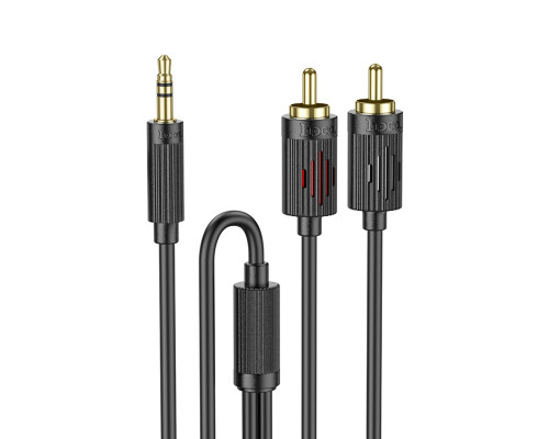 Аудiокабель HOCO UPA28 3.5 double lotus RCA audio cable Black (6942007607759)
