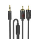Аудiокабель HOCO UPA28 3.5 double lotus RCA audio cable Black (6942007607759)
