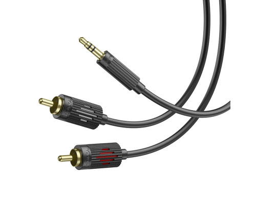 Аудiокабель HOCO UPA28 3.5 double lotus RCA audio cable Black (6942007607759)