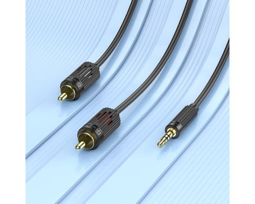 Аудiокабель HOCO UPA28 3.5 double lotus RCA audio cable Black (6942007607759)