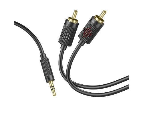 Аудiокабель HOCO UPA28 3.5 double lotus RCA audio cable Black (6942007607759)