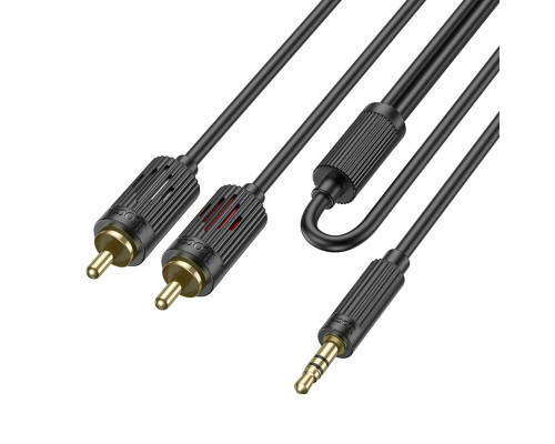 Аудiокабель HOCO UPA28 3.5 double lotus RCA audio cable Black (6942007607759)