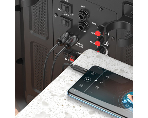 Аудiокабель HOCO UPA28 3.5 double lotus RCA audio cable Black (6942007607759)