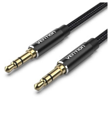 Кабель Vention Cotton Braided 3.5mm Male to Male Audio Cable 1.5M Black Aluminum Alloy Type (BAWBG)