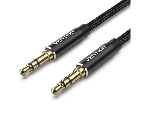 Кабель Vention Cotton Braided 3.5mm Male to Male Audio Cable 1.5M Black Aluminum Alloy Type (BAWBG)