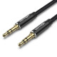 Кабель Vention Cotton Braided 3.5mm Male to Male Audio Cable 1.5M Black Aluminum Alloy Type (BAWBG)