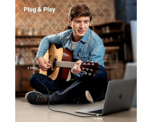 Аудіокабель UGREEN AV127 3.5mm to 6.35mm TRS Stereo Audio Cable 5m Gray (UGR-10630)