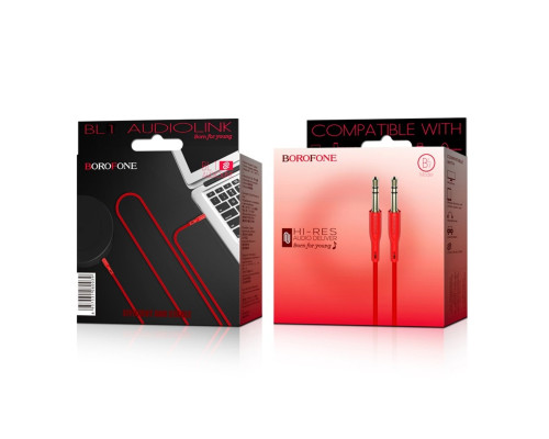 Аудiо-кабель BOROFONE BL1 Audiolink audio AUX cable, 1m Red