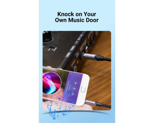 Аудіокабель Vention Cotton Braided 3.5mm TRS Male to 6.35mm Male Audio Cable 5M Gray Aluminum Alloy Type (BAUHJ) (BAUHJ)