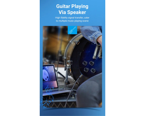 Аудіокабель Vention Cotton Braided 3.5mm TRS Male to 6.35mm Male Audio Cable 5M Gray Aluminum Alloy Type (BAUHJ) (BAUHJ)