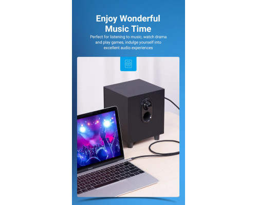 Аудіокабель Vention Cotton Braided 3.5mm TRS Male to 6.35mm Male Audio Cable 5M Gray Aluminum Alloy Type (BAUHJ) (BAUHJ)