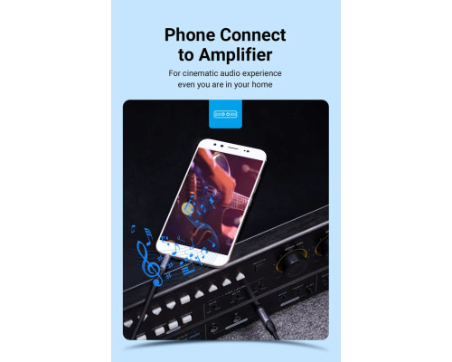 Аудіокабель Vention Cotton Braided 3.5mm TRS Male to 6.35mm Male Audio Cable 5M Gray Aluminum Alloy Type (BAUHJ) (BAUHJ)