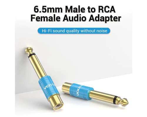 Адаптер Vention 6.35mm Male to RCA Female Audio Adapter Blue Aluminum Alloy Type (VDD-C03)