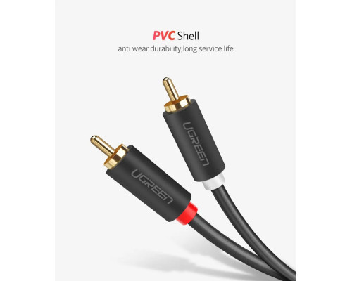 Аудіо кабель UGREEN AV104 2RCA Male to 2RCA Male Cable 2m (Black)(UGR-10518)