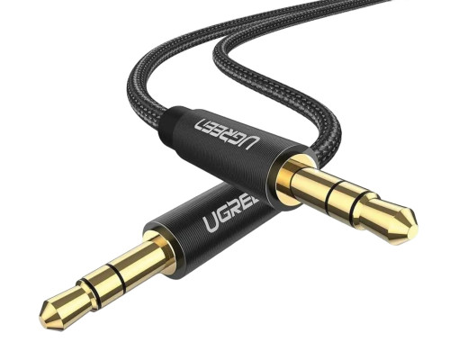 Аудіо кабель UGREEN AV112 3.5mm Male to 3.5mm Male Cable Gold Plated Metal Case with Braid 1m (Black)(UGR-50361)