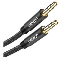 Аудіо кабель UGREEN AV112 3.5mm Male to 3.5mm Male Cable Gold Plated Metal Case with Braid 1m (Black)(UGR-50361)