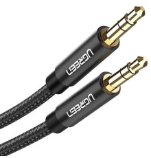 Аудіо кабель UGREEN AV112 3.5mm Male to 3.5mm Male Cable Gold Plated Metal Case with Braid 1m (Black)(UGR-50361)