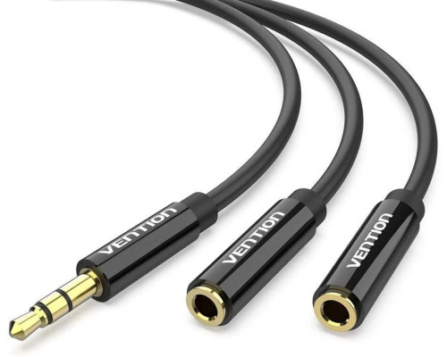 Кабель Vention 3.5mm Male to 2*3.5mm Female Stereo Splitter Cable 0.3M Black ABS Type (BBSBY)