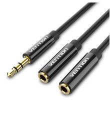 Кабель Vention 3.5mm Male to 2*3.5mm Female Stereo Splitter Cable 0.3M Black ABS Type (BBSBY)