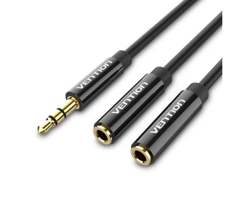 Кабель Vention 3.5mm Male to 2*3.5mm Female Stereo Splitter Cable 0.3M Black ABS Type (BBSBY)