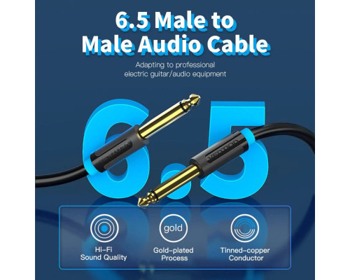 Кабель Vention 6.35mm TS Male to Male Audio Cable 2M Black (BAABH)