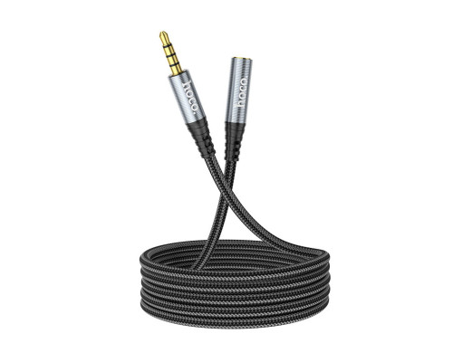 Аудiокабель HOCO UPA20 3.5 audio extension cable male to female (L=1M) Metal Gray (6931474762153)