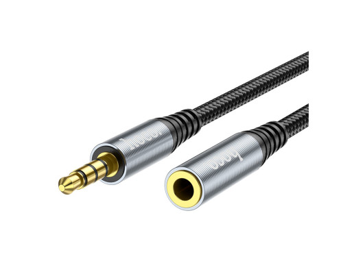 Аудiокабель HOCO UPA20 3.5 audio extension cable male to female (L=1M) Metal Gray (6931474762153)