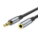 Аудiокабель HOCO UPA20 3.5 audio extension cable male to female (L=1M) Metal Gray (6931474762153)