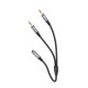 Аудіокабель HOCO UPA21 2-in-1 3.5 headset audio adapter cable(female to 2*male) 0.25m Metal Gray (6931474766816)